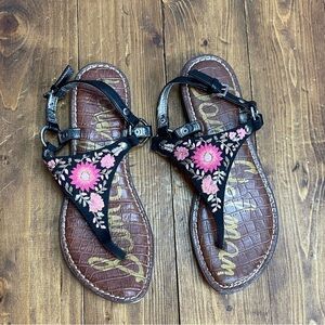 Sam Edelman Greta 2 black embroidered sandals size 6